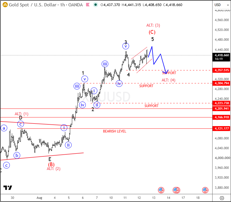Gold & Silver Recovery Gains Momentum, But Confirmation Is Needed XAUUSD(gold) 1H Chart